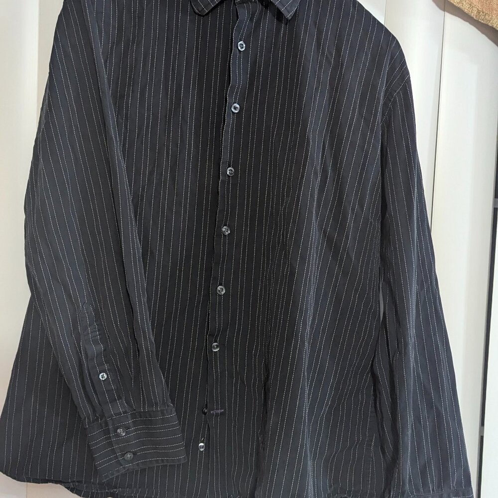 GAP Black Striped Long Sleeve Dress Shirt